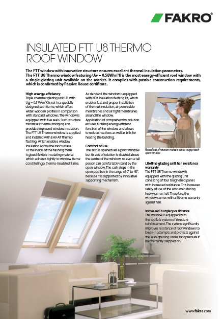 Insulated FTT U8 THERMO roof window