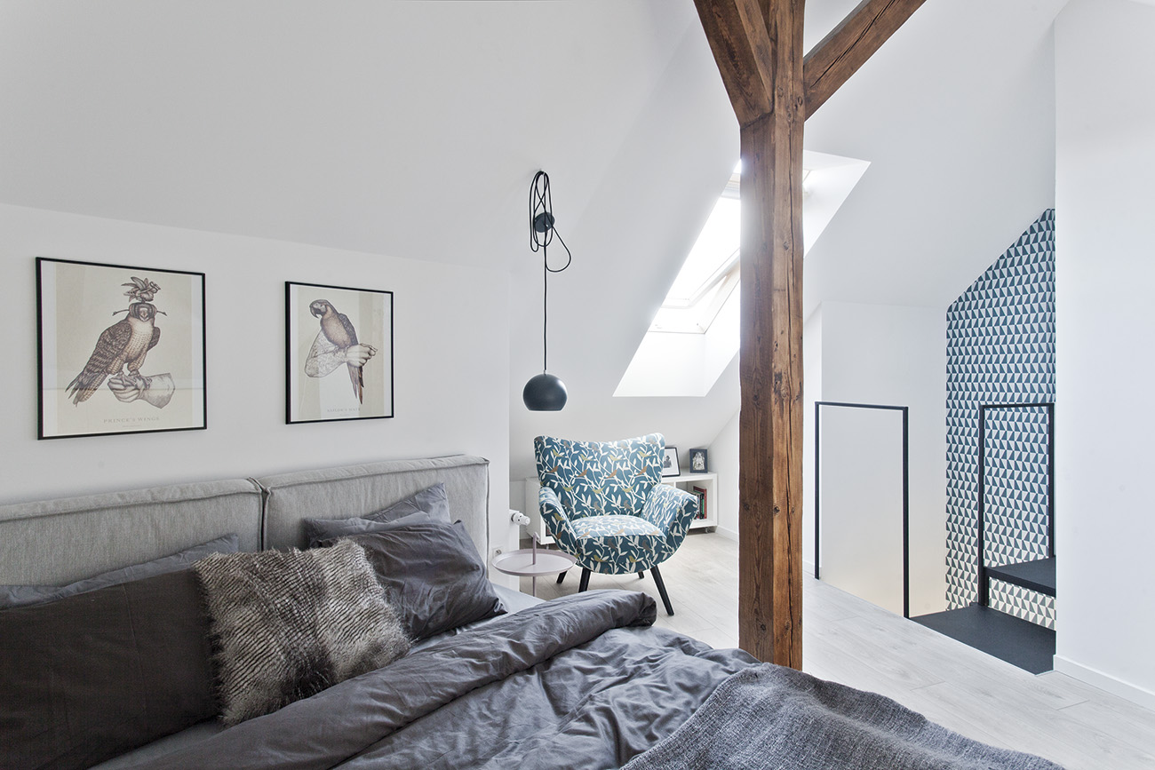 Interiors in the attic - Bedroom